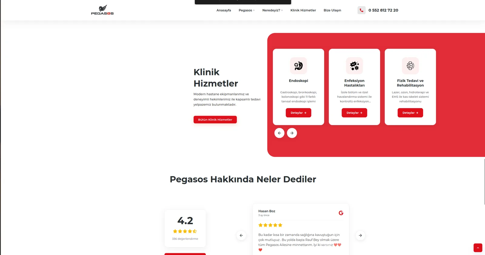 Services and the Google rating — the client updates both from Sanity