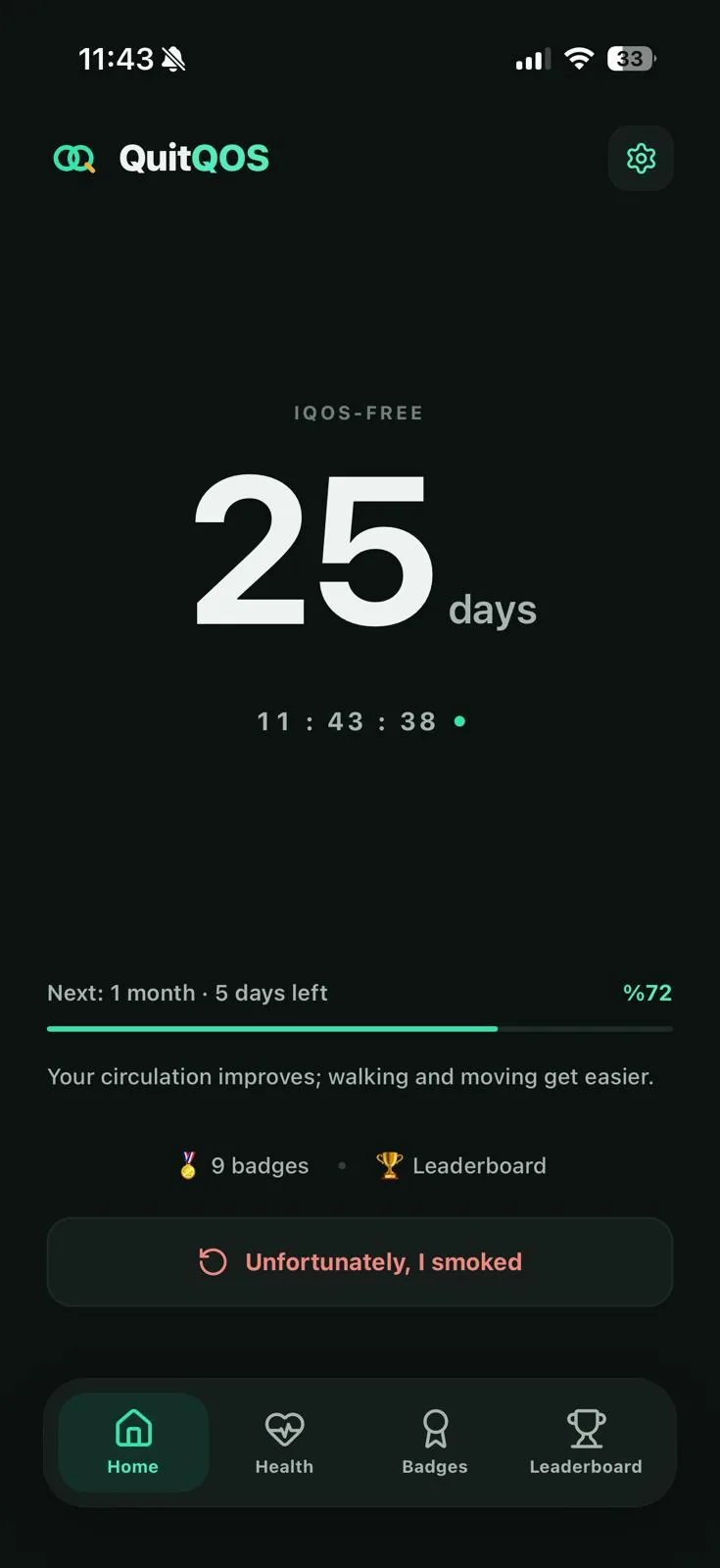 The live counter, running from the moment you quit